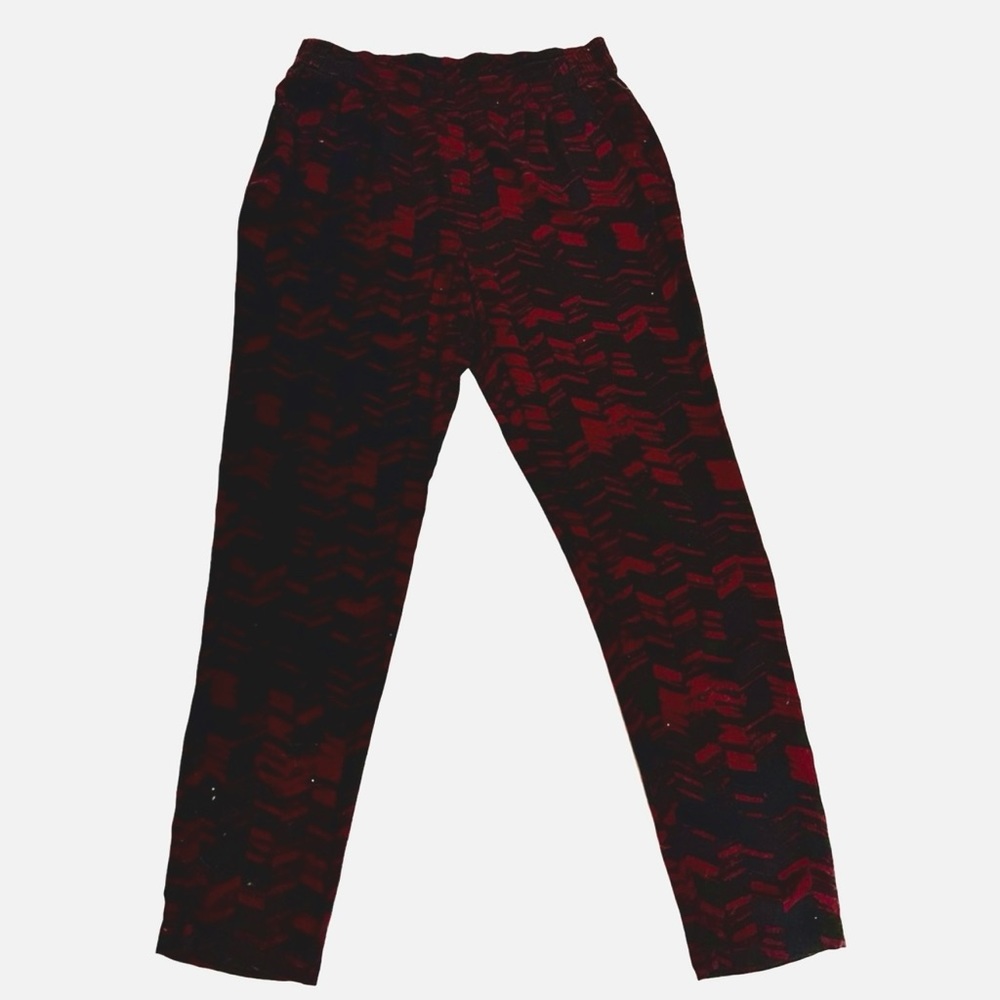 NY&Co  PANTS Sz M loose fitting on top and tapered leg  Burgundy & black